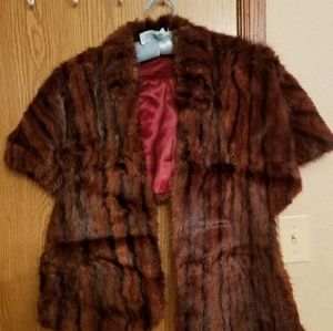 Antique Mink Stole.  Mahogony